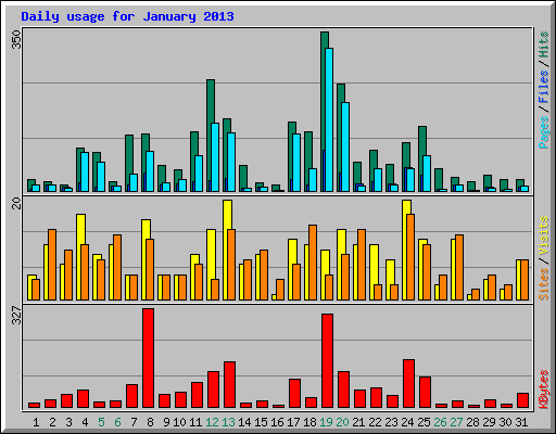Daily usage for January 2013
