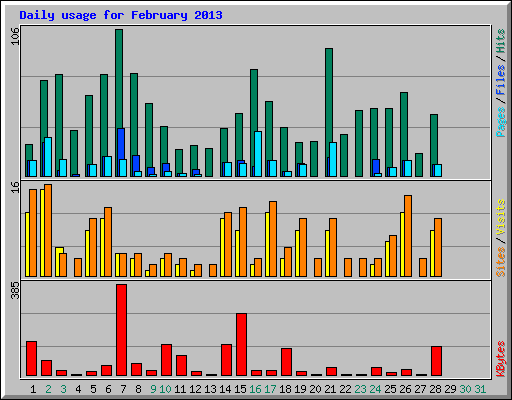 Daily usage for February 2013