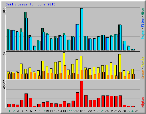 Daily usage for June 2013