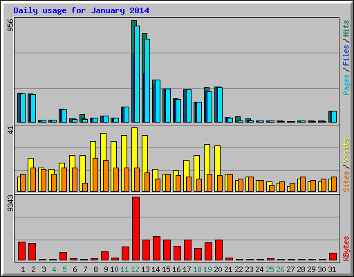 Daily usage for January 2014