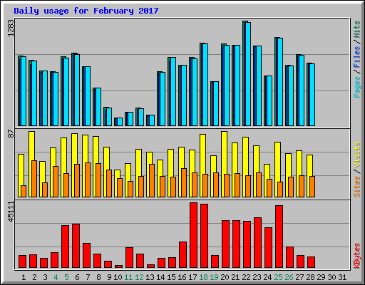 Daily usage for February 2017