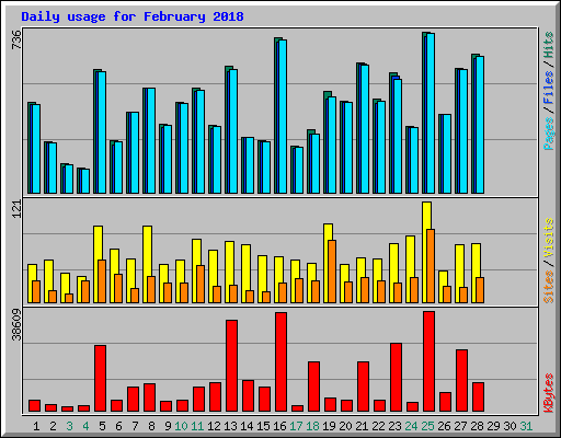 Daily usage for February 2018