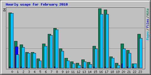 Hourly usage for February 2010