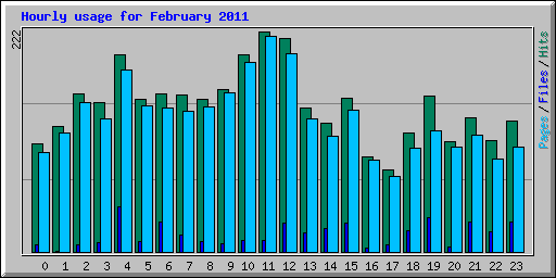 Hourly usage for February 2011