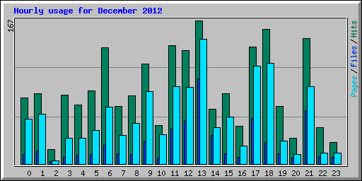 Hourly usage for December 2012