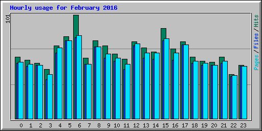 Hourly usage for February 2016
